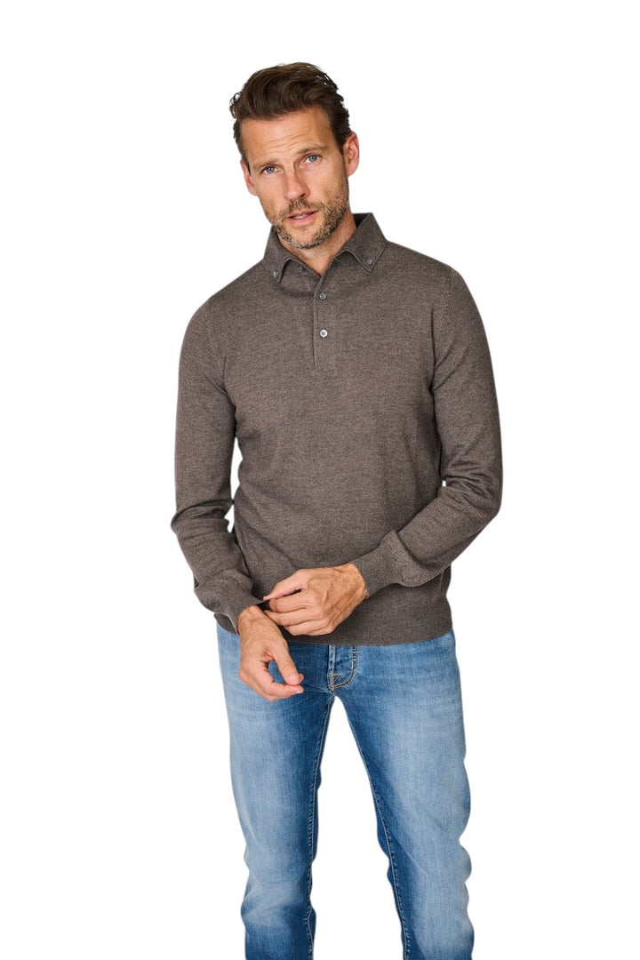 Gran Sasso Men polo shirt lange mouwen heren bruin 57163/14293 046