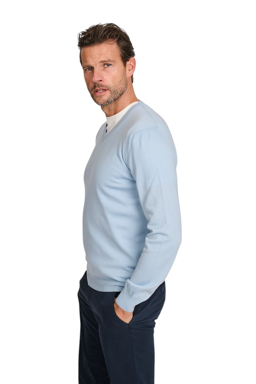 Gran Sasso Men pull trui v-hals heren licht blauw 57182/14230/517