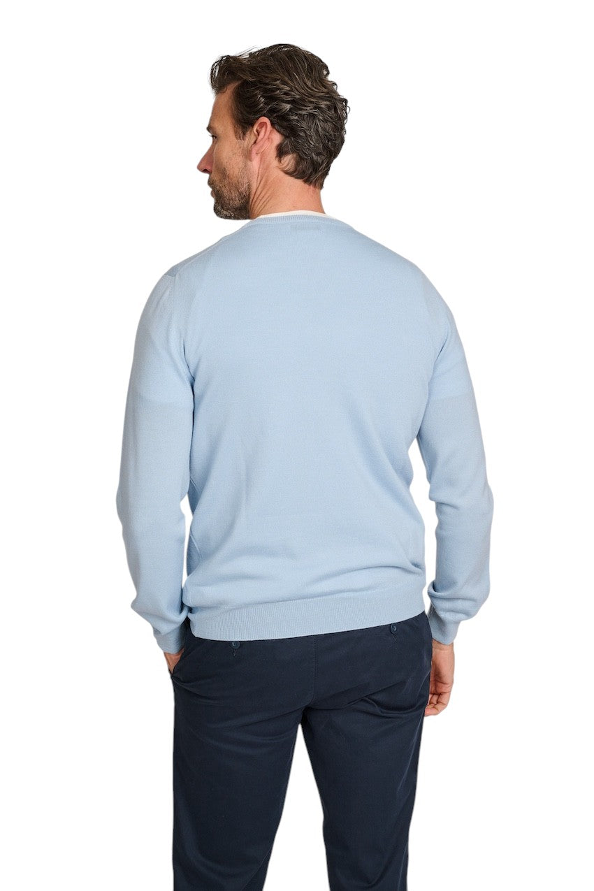 Gran Sasso Men pull trui v-hals heren licht blauw 57182/14230/517