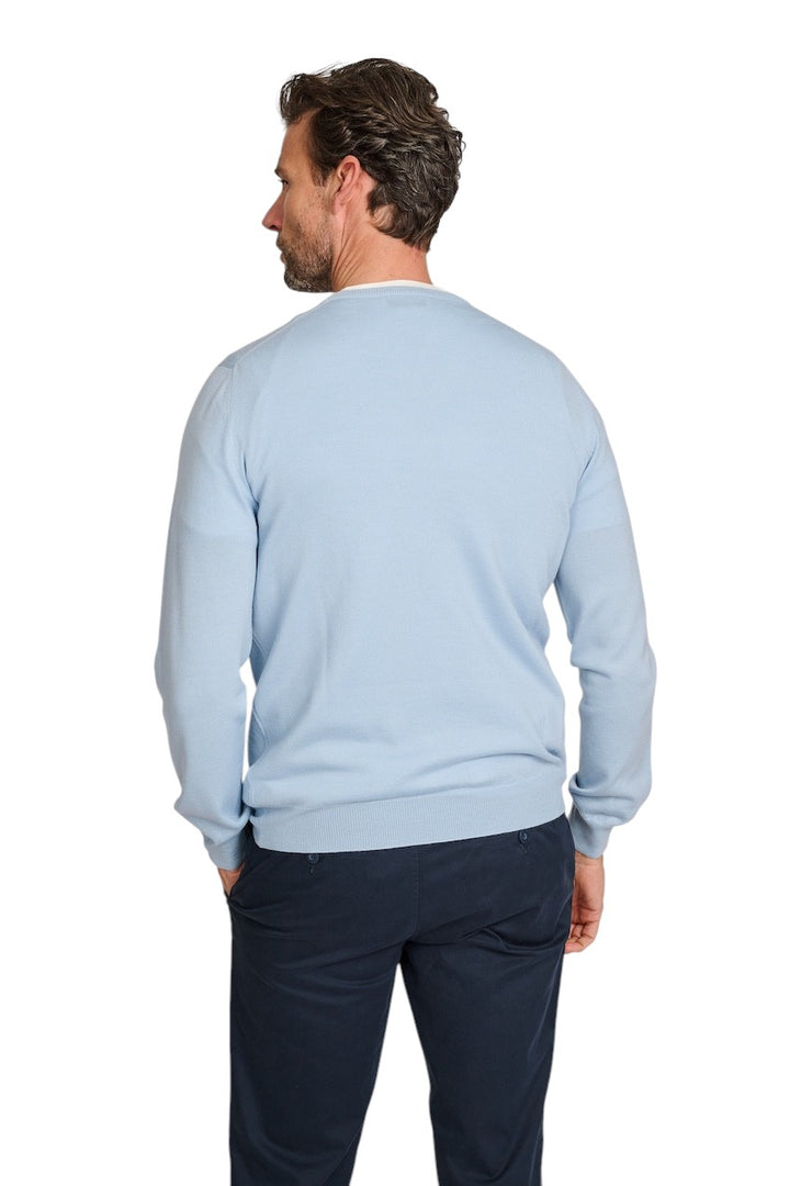 Gran Sasso Men pull trui v-hals heren licht blauw 57182/14230/517