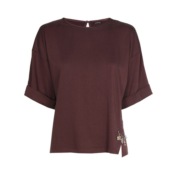 Caroline Biss blusa donna bordeaux, vista frontale del prodotto