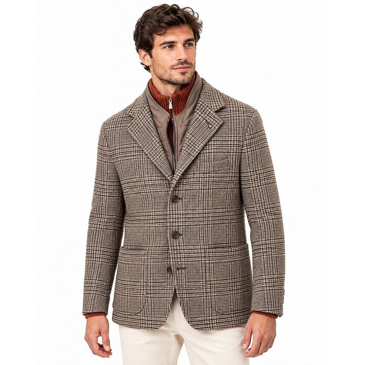 CC Collection Corneliani blazer uomo marrone, vista frontale su modello