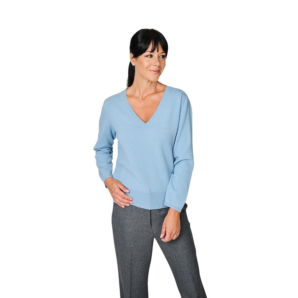 anneclaire-pull-trøje-v-hals-dame-Himmelfarve-d1839-857-21