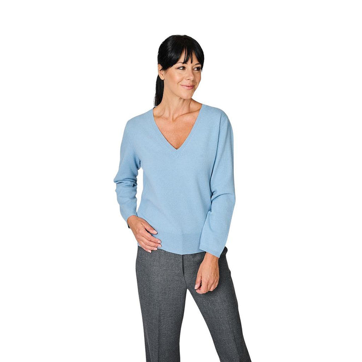 anneclaire-pull-trøje-v-hals-dame-Himmelfarve-d1839-857-21