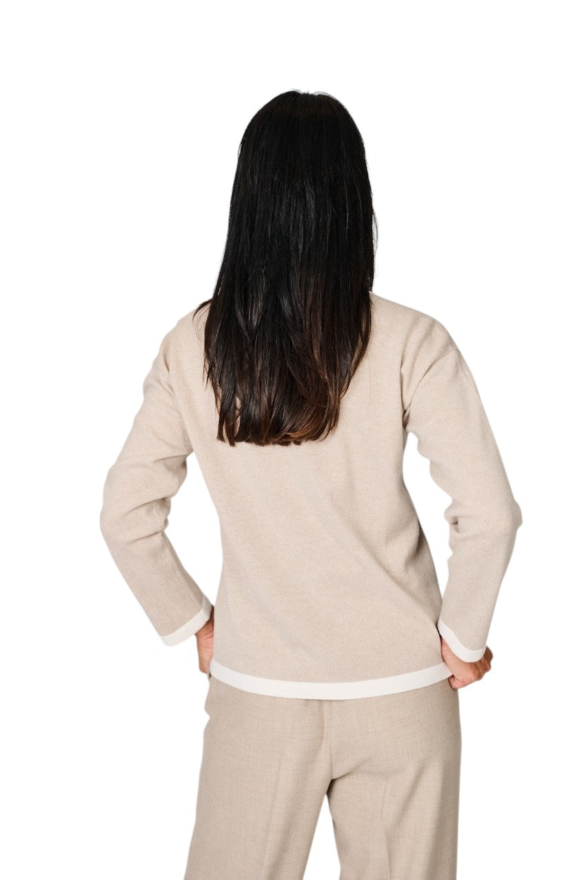 Anneclaire pull trui ronde hals dames beige D1842 857 770