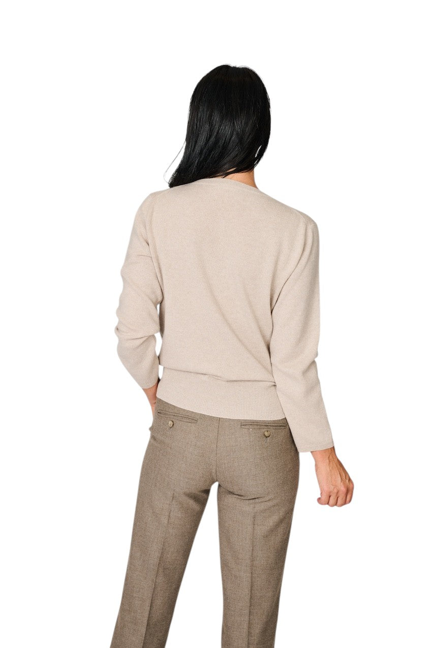 Anneclaire pull trui v-hals dames beige D1839 857 770