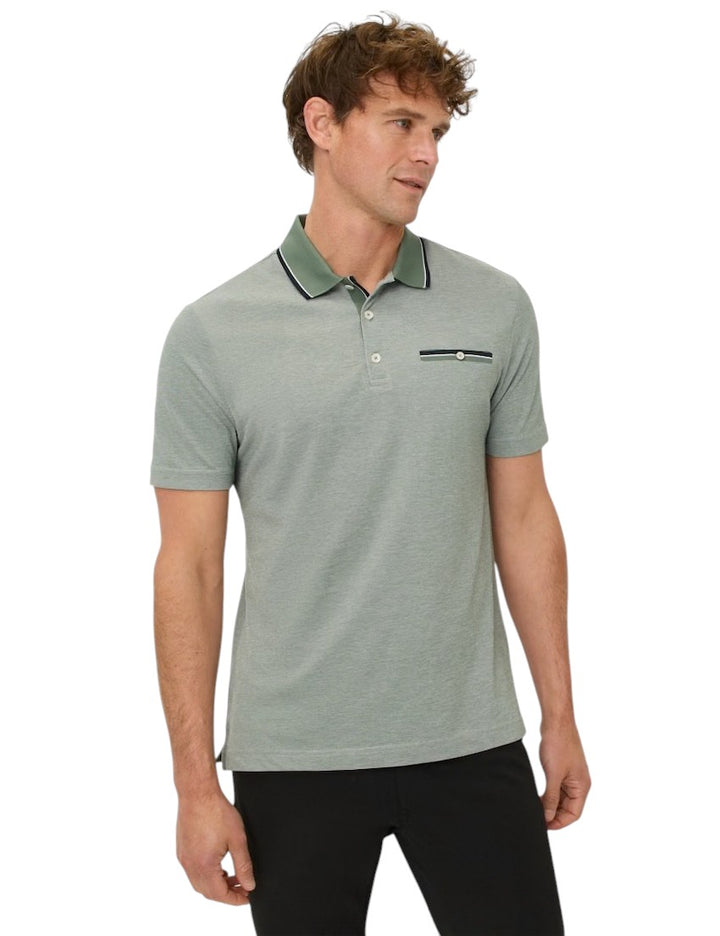 Brax Men polo shirt short sleeves men's green Petter