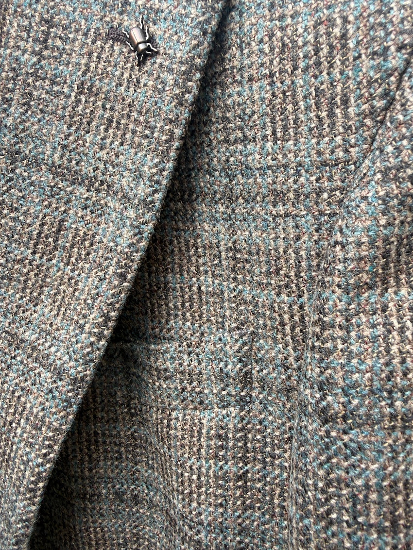 CC Collection Corneliani blazer uomo multicolore, dettaglio di tessuto, quadri e revers