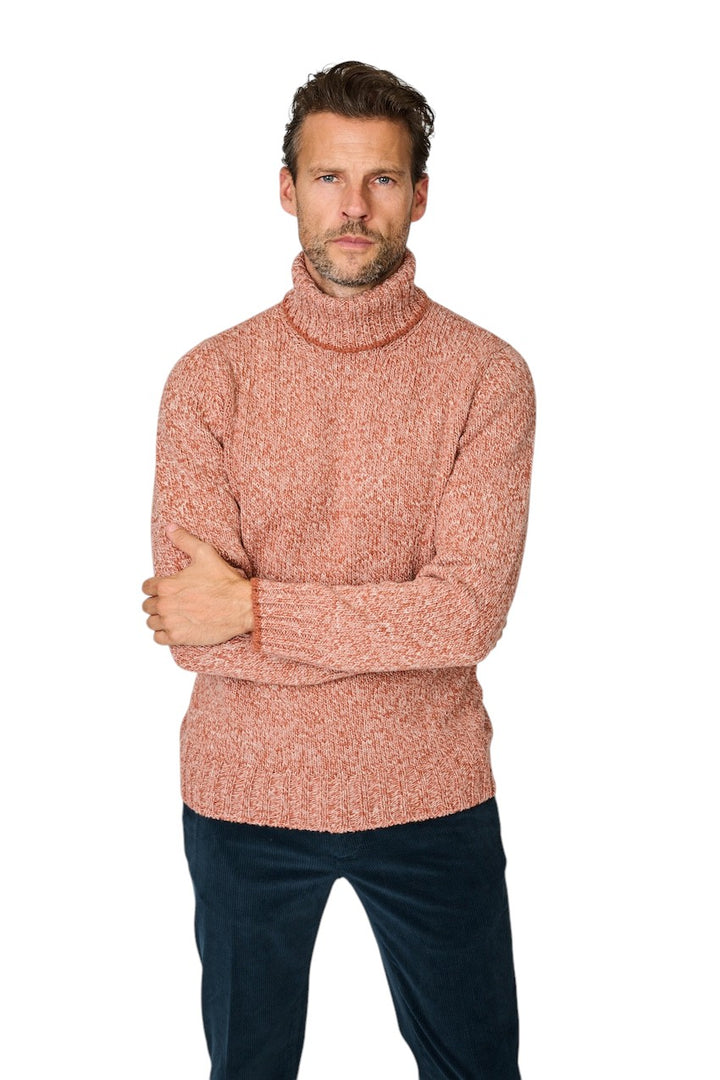 Gran Sasso Hombres jersey de cuello redondo cuello vuelto para hombre, color óxido