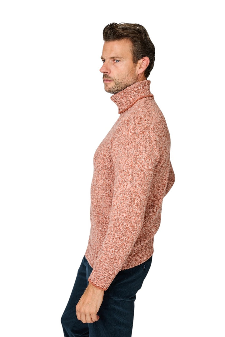 Gran Sasso Hombres jersey de cuello redondo cuello vuelto para hombre, color óxido