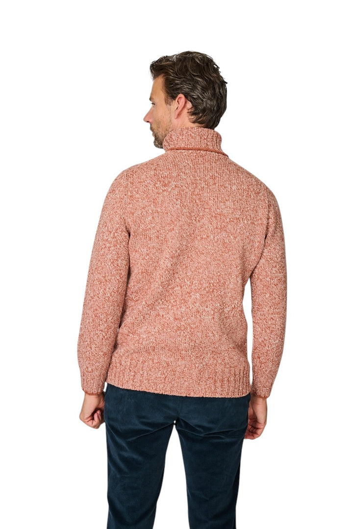 Gran Sasso Hombres jersey de cuello redondo cuello vuelto para hombre, color óxido