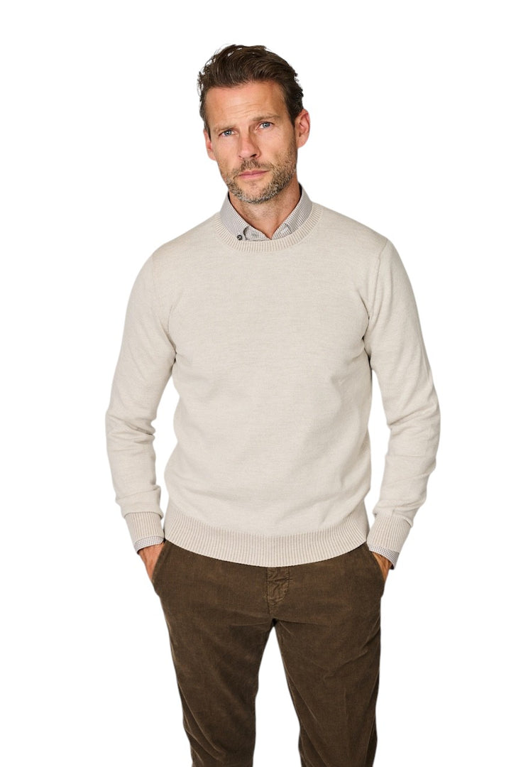 Gran Sasso Uomini maglione con collo a V girocollo da uomo beige