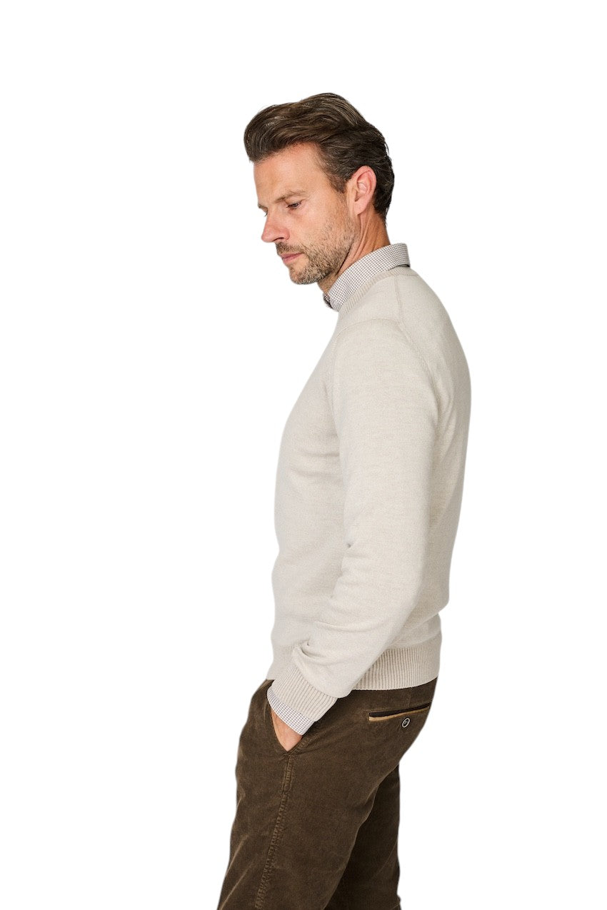 Gran Sasso Uomini maglione con collo a V girocollo da uomo beige