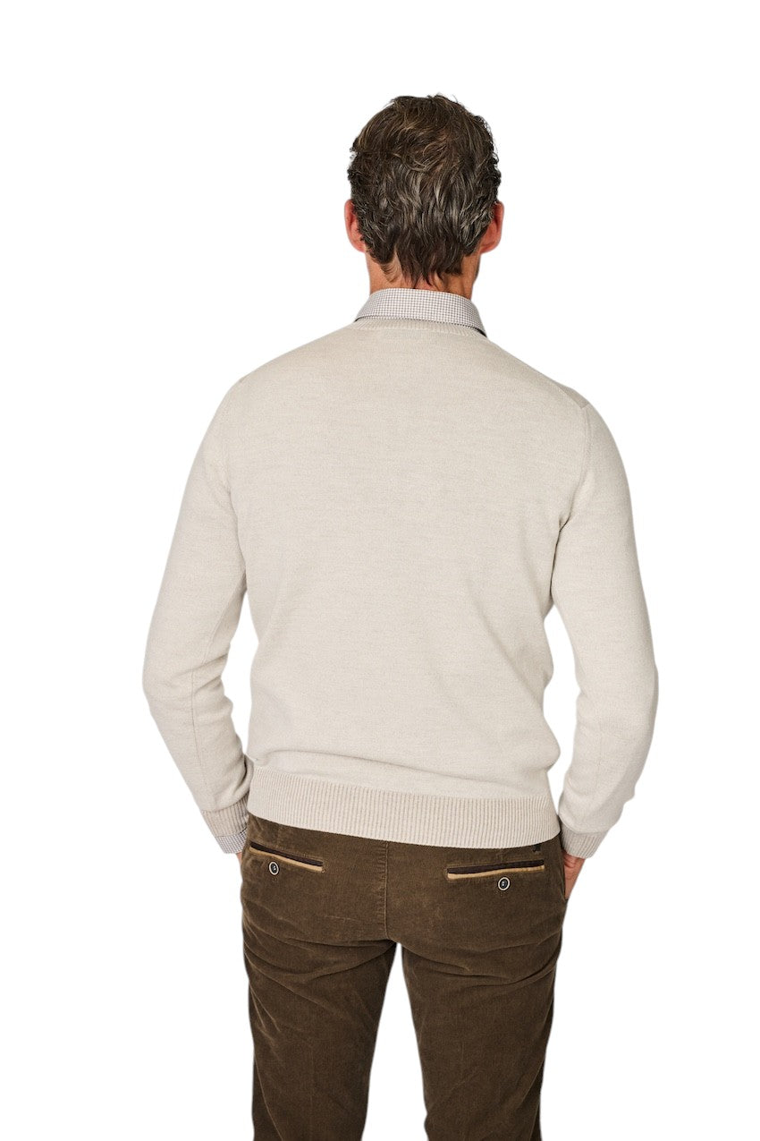 Gran Sasso Uomini maglione con collo a V girocollo da uomo beige