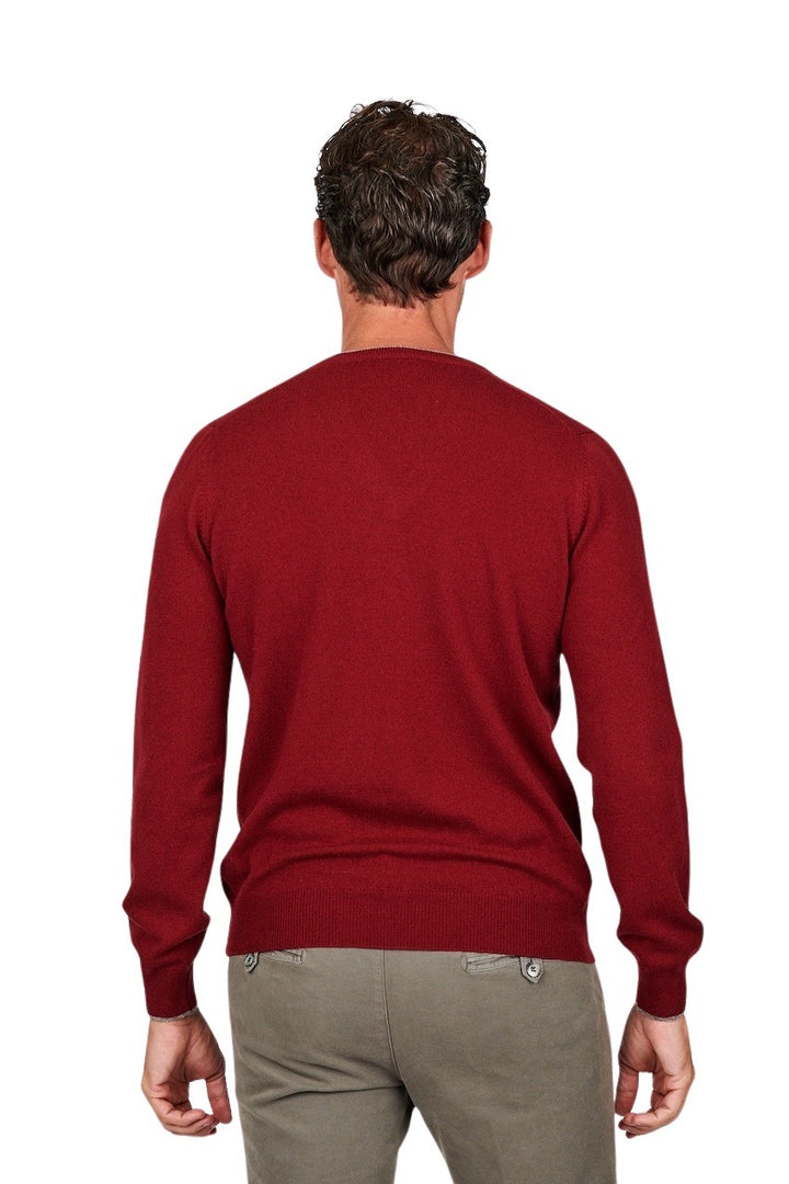 Gran Sasso Men pull trui v-hals heren bordeaux