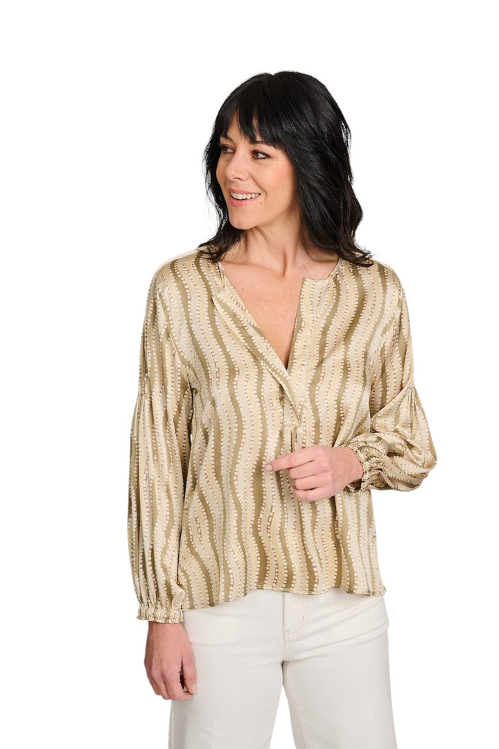 Hemisphere blouse lange mouwen dames khaki 261FANTASIE-6 26AA