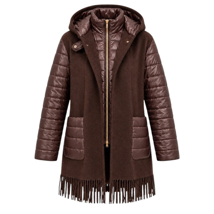 Herno chaqueta de mujer con capucha marrón — foto de producto frontal