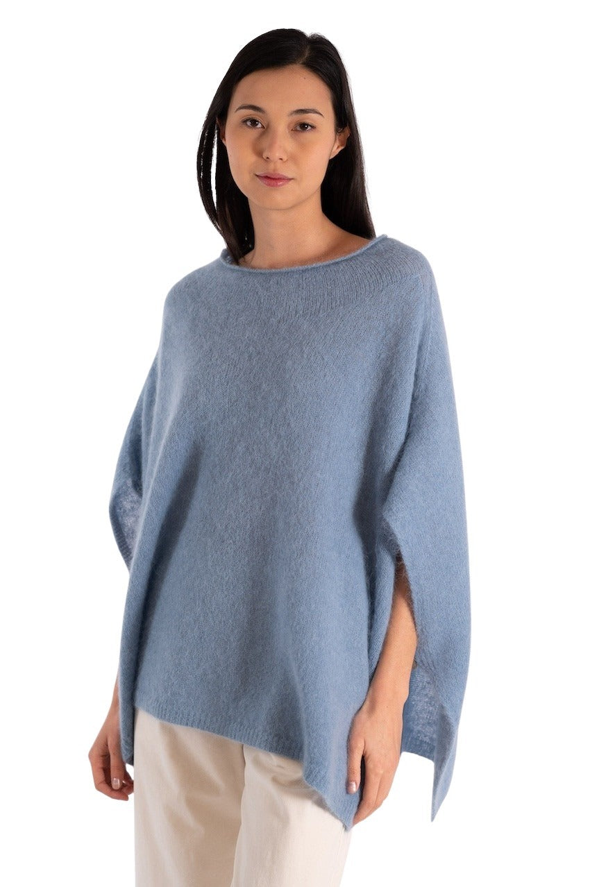 Jeff poncho dames blauw