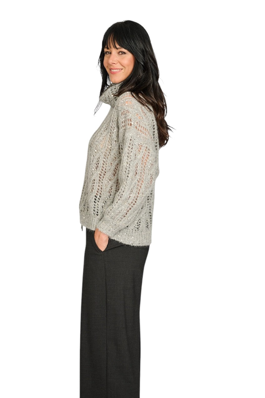 Panicale Cashmere pull trui rolkraag dames greige D370759CL 0935