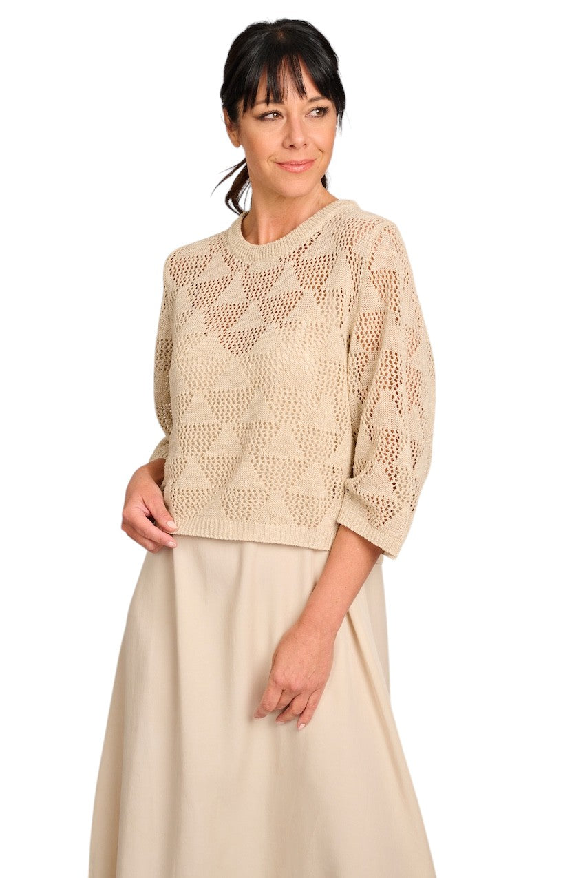 Panicale Cashmere pull trui ronde hals dames goud