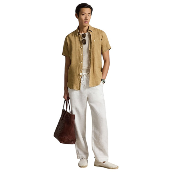 Polo Ralph Lauren Men hemd korte mouwen heren camel custom fit 710968912502