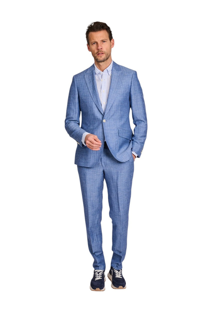 Profuomo hemd lange mouwen heren blauw Slim fit
