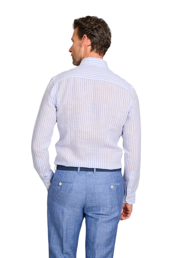 Profuomo hemd lange mouwen heren blauw Slim fit