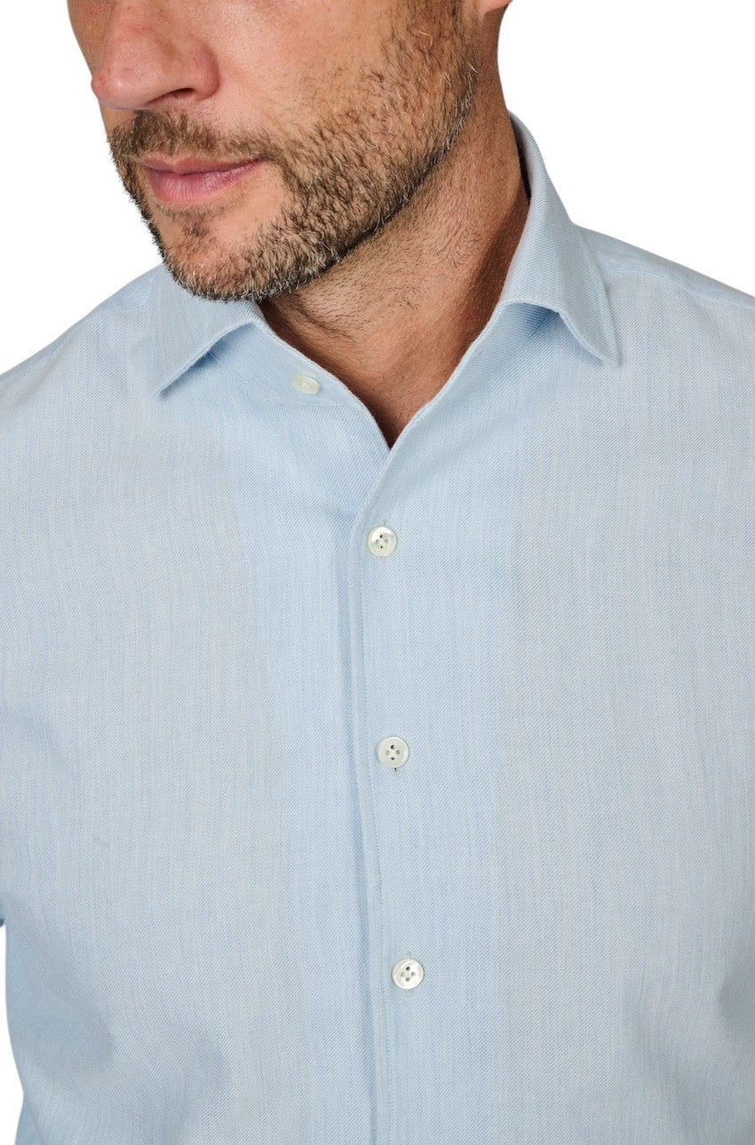 Profuomo hemd lange mouwen heren blauw katoen - wol PPWH30022B