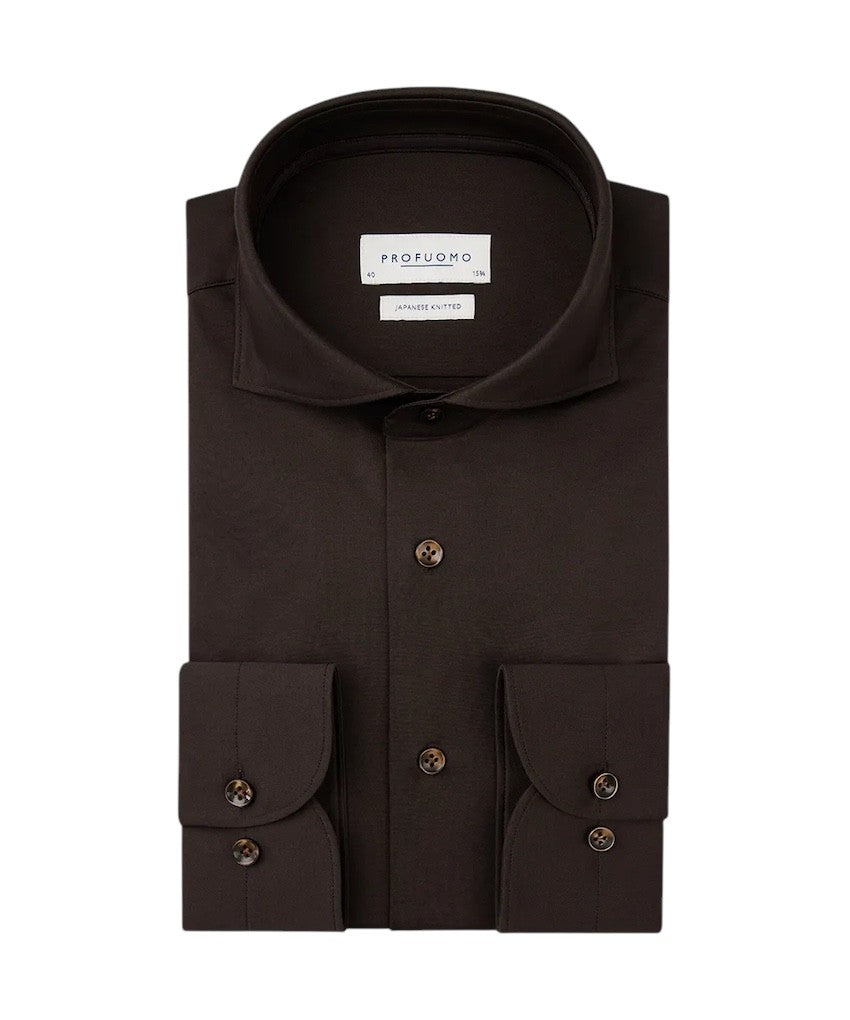 Profuomo hemd lange mouwen heren bruin PPWH30026E H