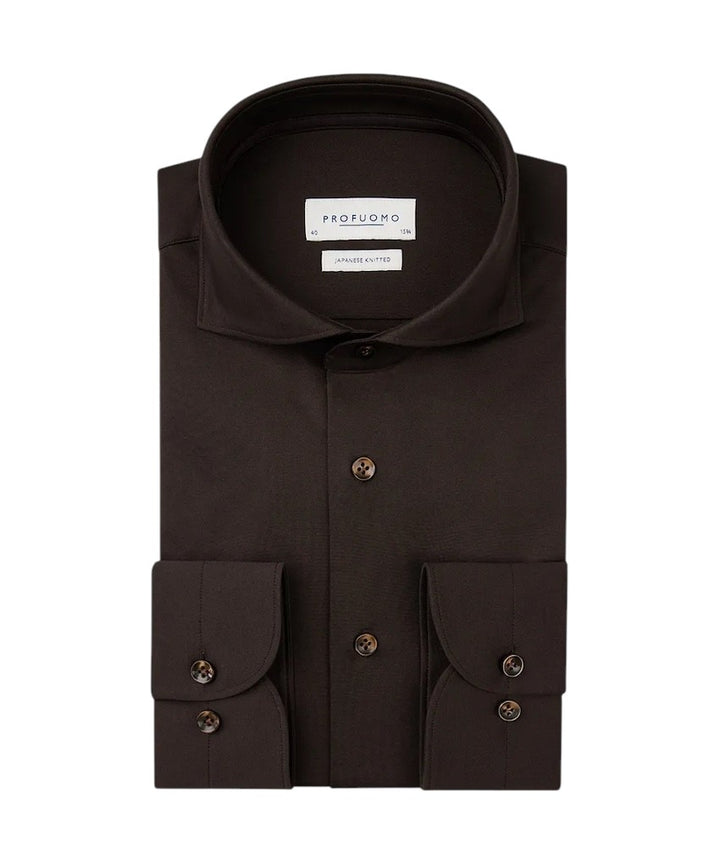Profuomo hemd lange mouwen heren bruin PPWH30026E H
