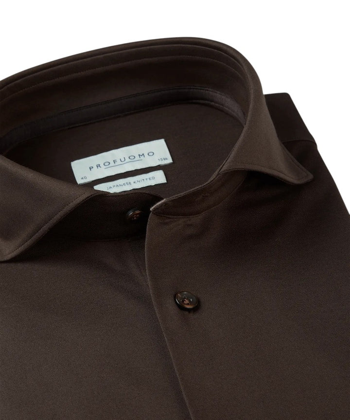 Profuomo hemd lange mouwen heren bruin PPWH30026E H